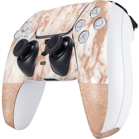 White Rose Gold Marble PS5 Controller Skin